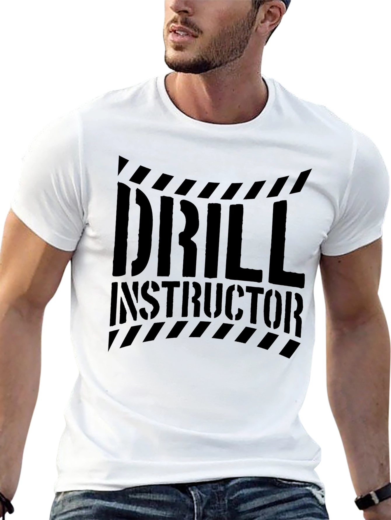 Drill Instructor Graphic Print Black T-Shirt