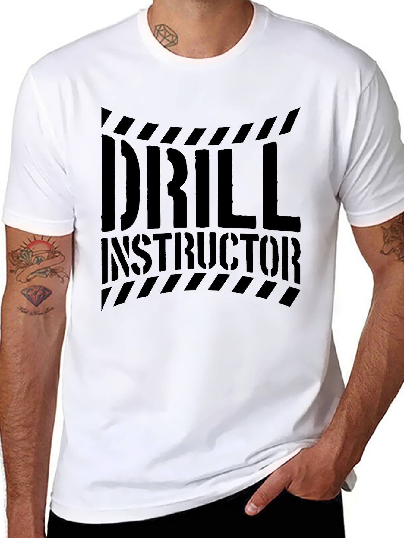 Drill Instructor Graphic Print Black T-Shirt