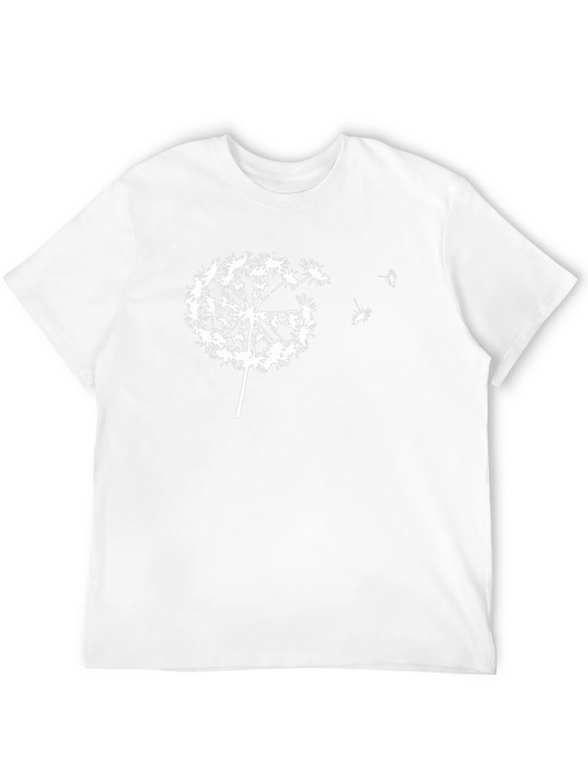 Dandelion Print Black Crew Neck T-Shirt