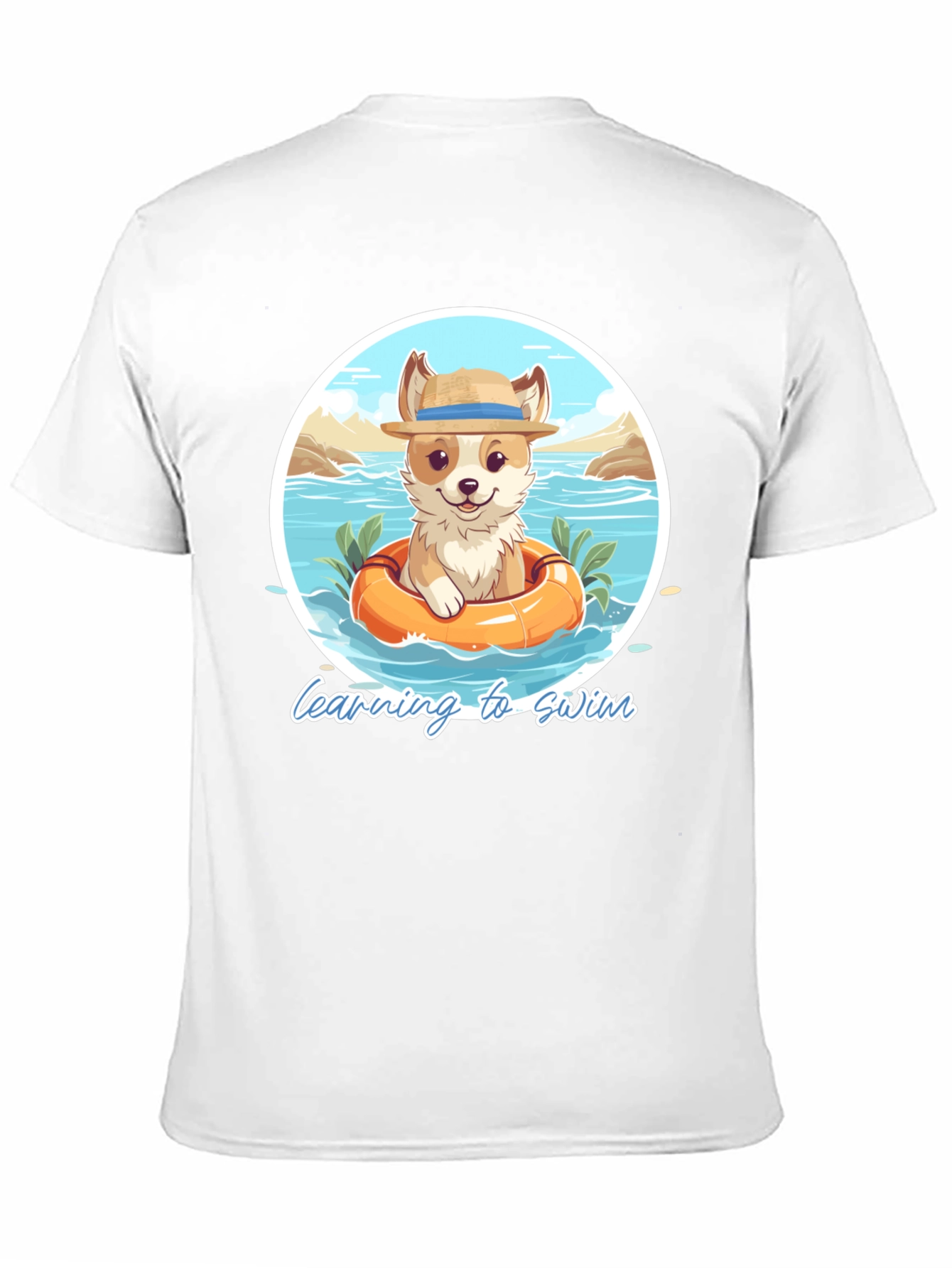 Cute Dog Learning to Swim Graphic T-Shirt