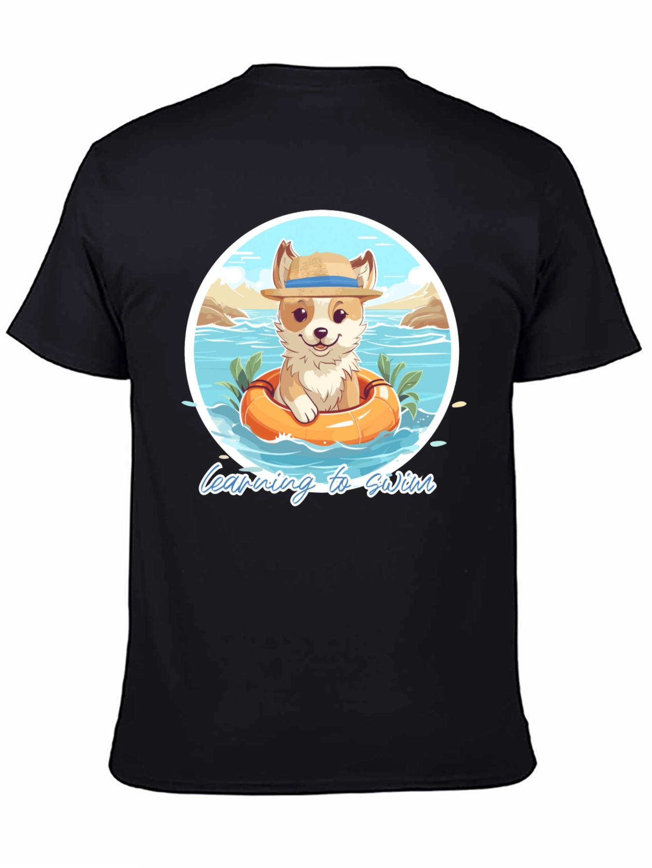 Cute Dog Learning to Swim Graphic T-Shirt