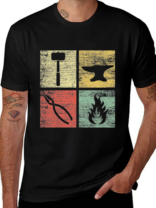 Blacksmith Forge T-Shirt | Hammer Anvil Fire Tongs