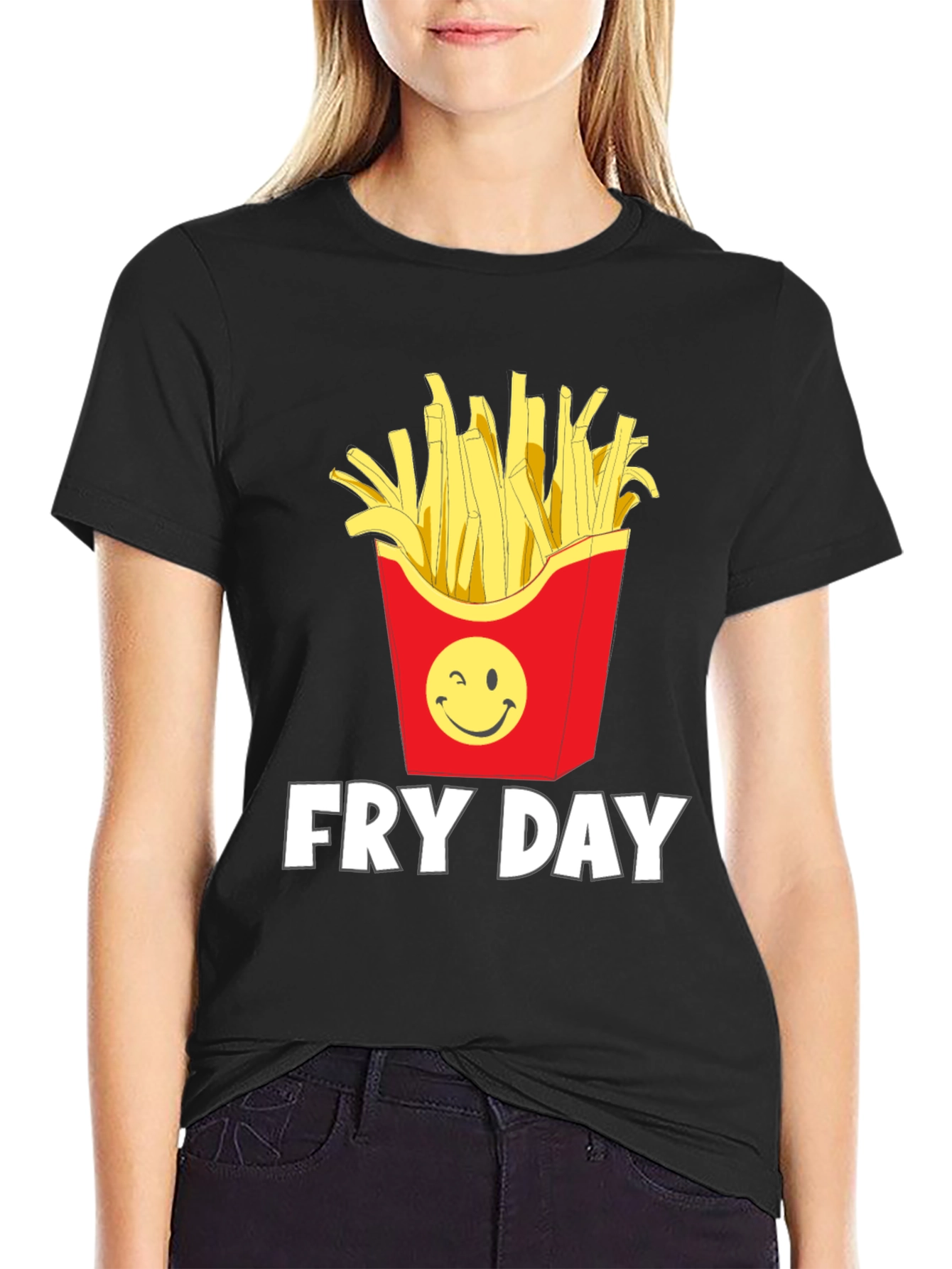 Fry Day Graphic T-Shirt - Black Cotton Tee