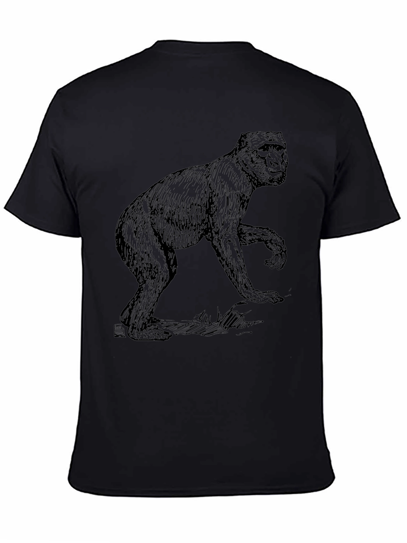 Retro Monkey Graphic Black T-Shirt