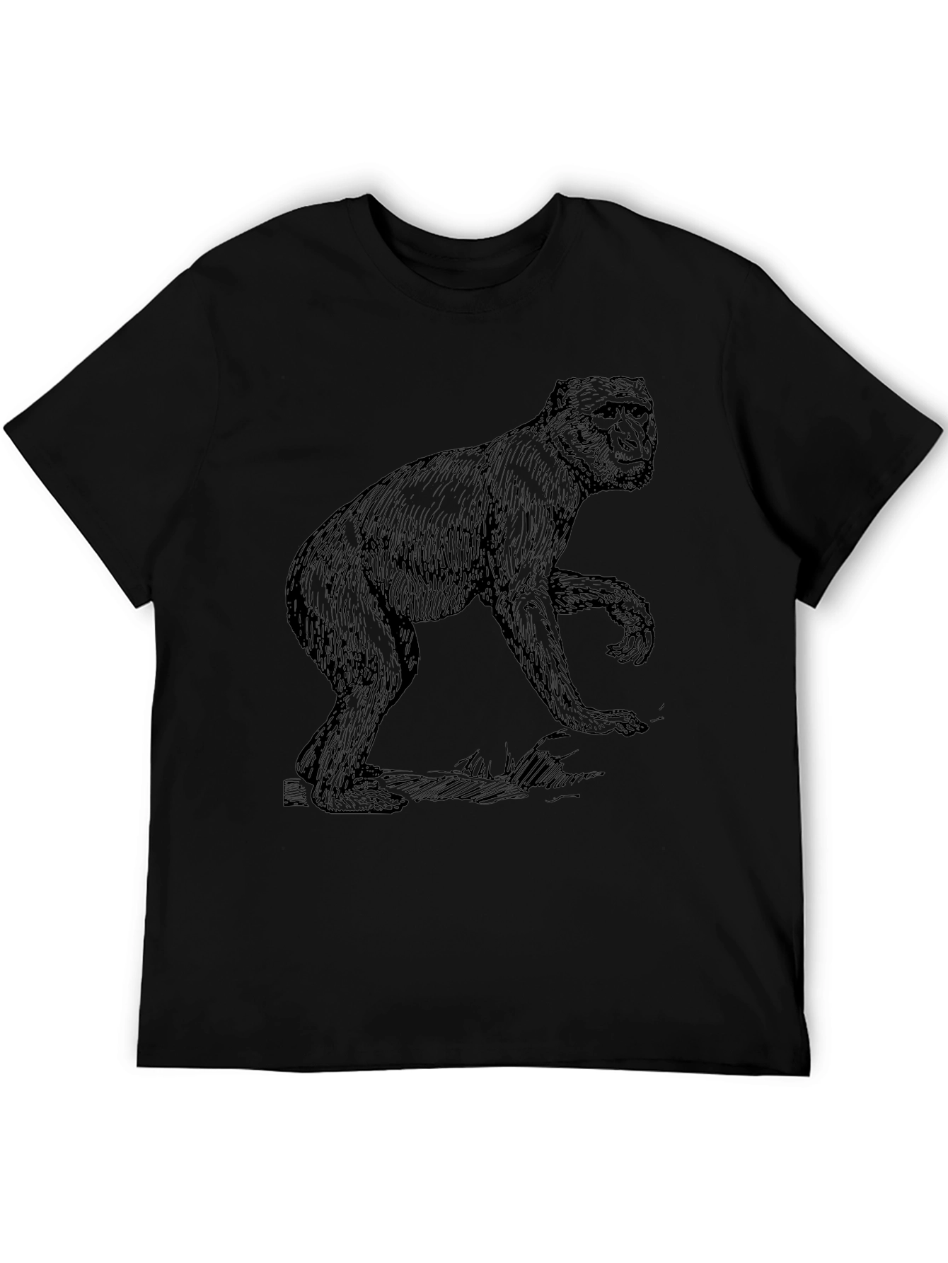 Retro Monkey Graphic Black T-Shirt