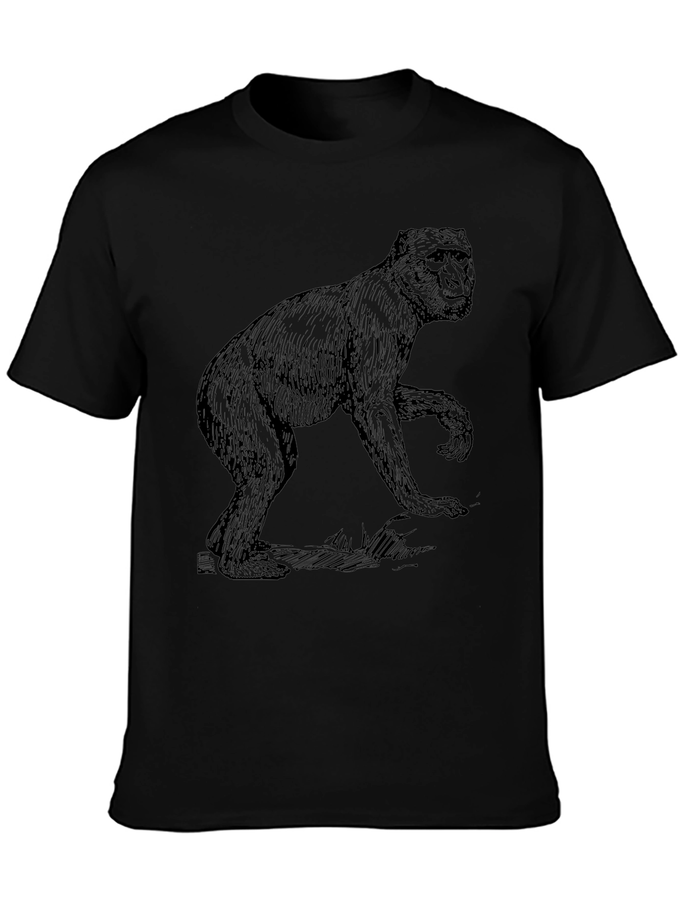 Retro Monkey Graphic Black T-Shirt