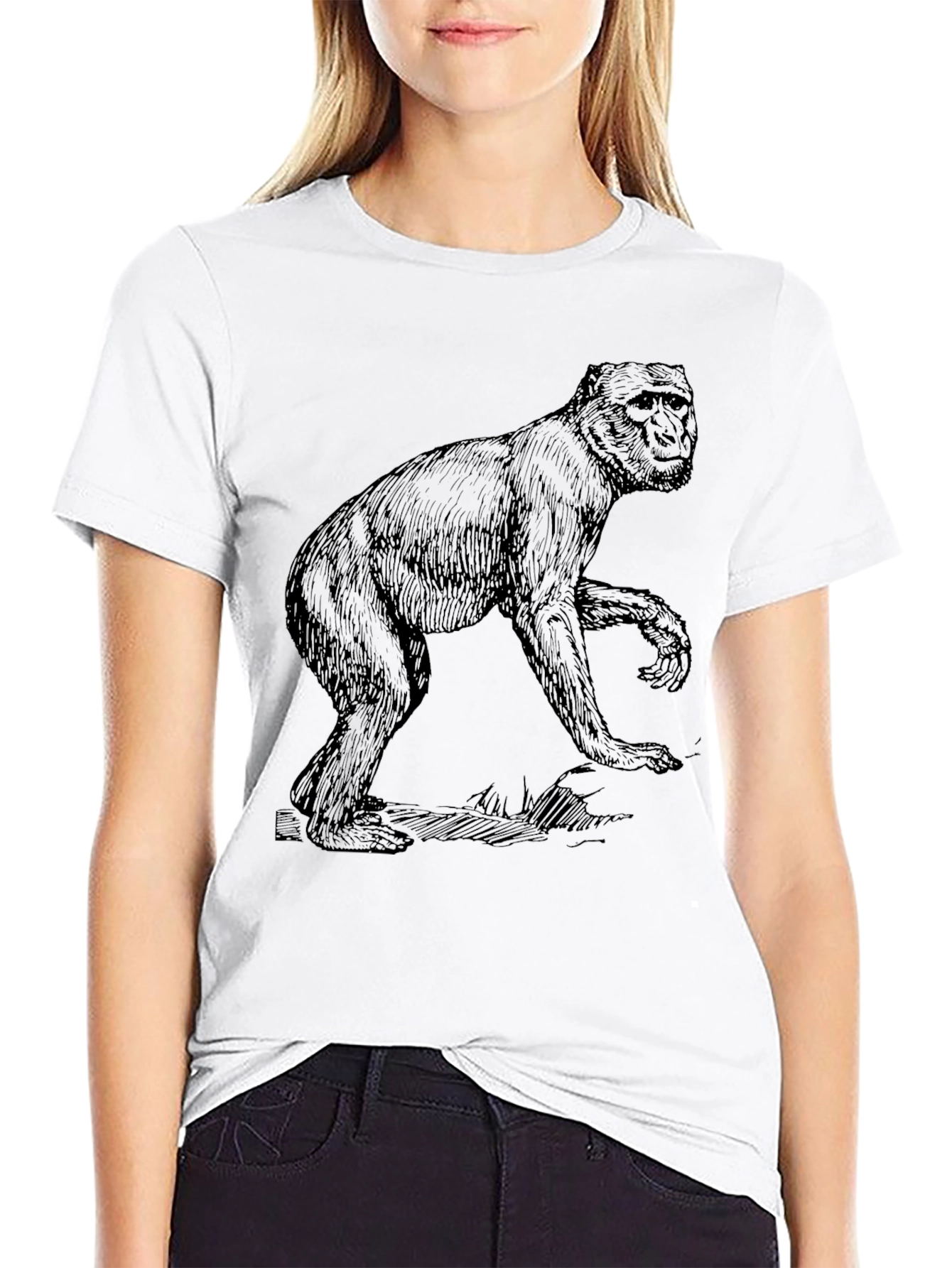 Retro Monkey Graphic Black T-Shirt