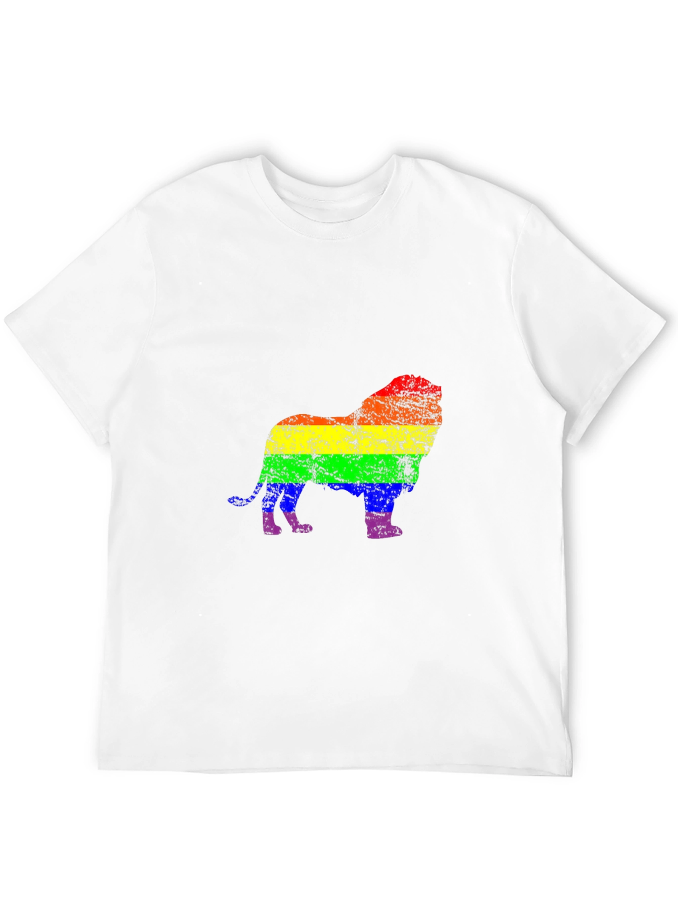 Rainbow Lion Graphic Tee - Black Cotton Shirt