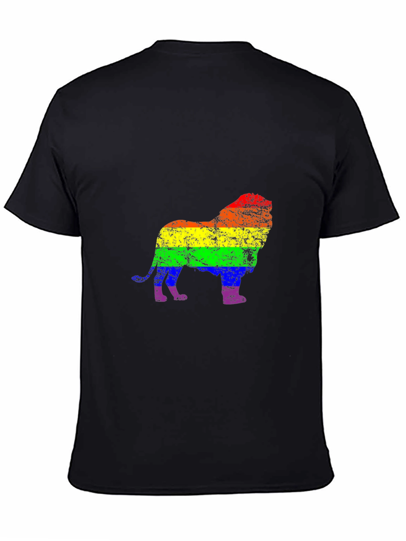 Rainbow Lion Graphic Tee - Black Cotton Shirt