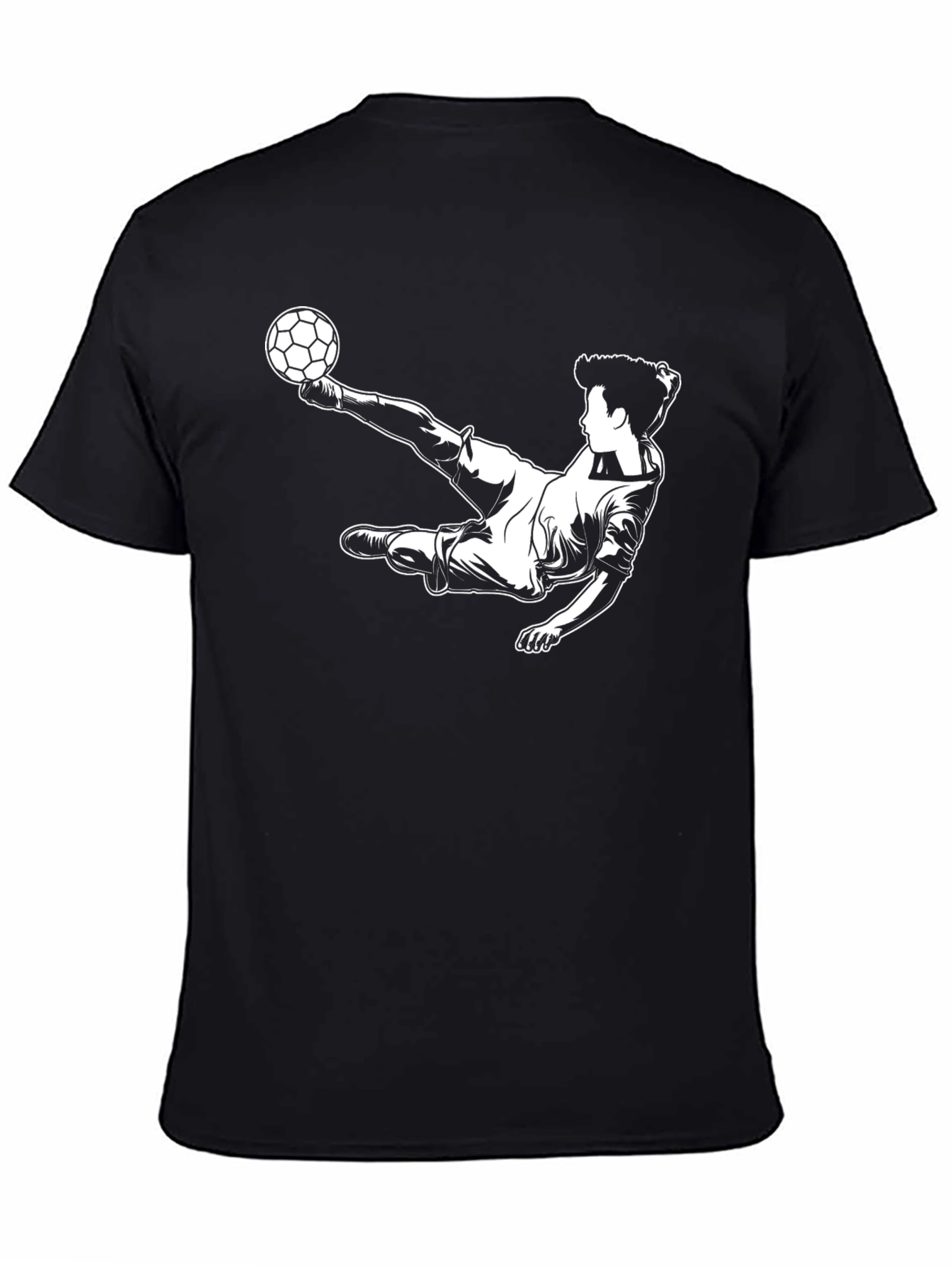 Soccer Player Graphic T-Shirt - Black Cotton Tee