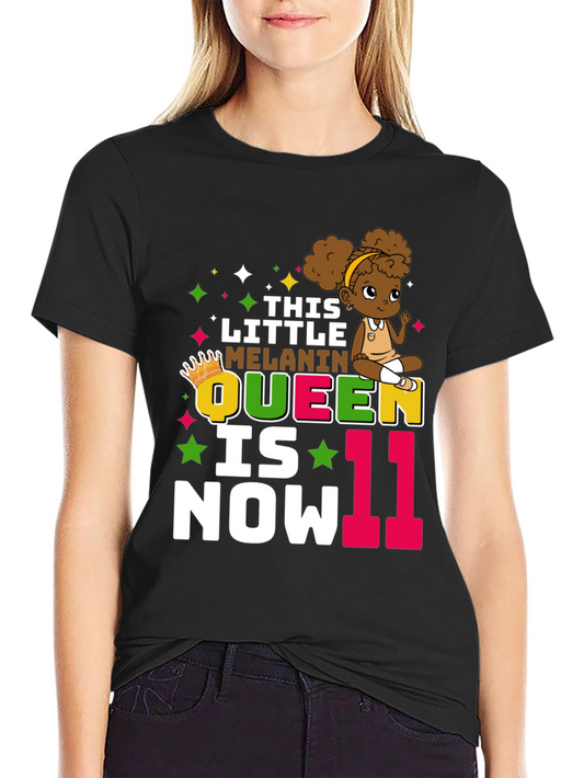 Little Melanin Queen 11th Birthday T-Shirt