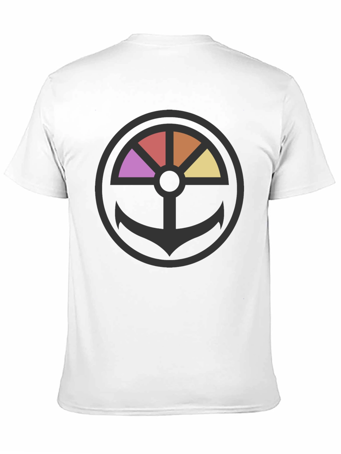 Stylish Anchor Wheel Graphic Black T-Shirt