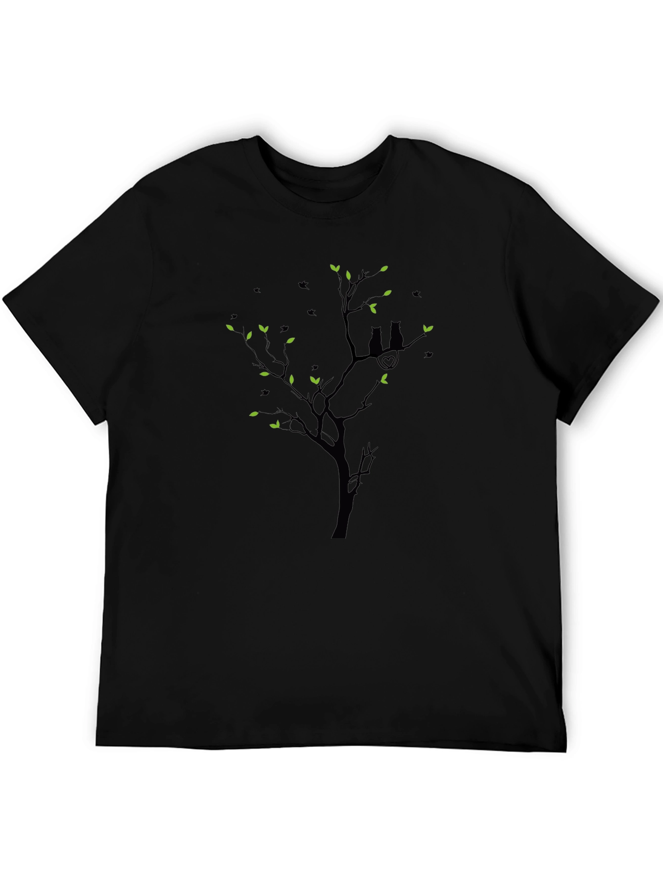 Black T-Shirt with Cat Tree Design