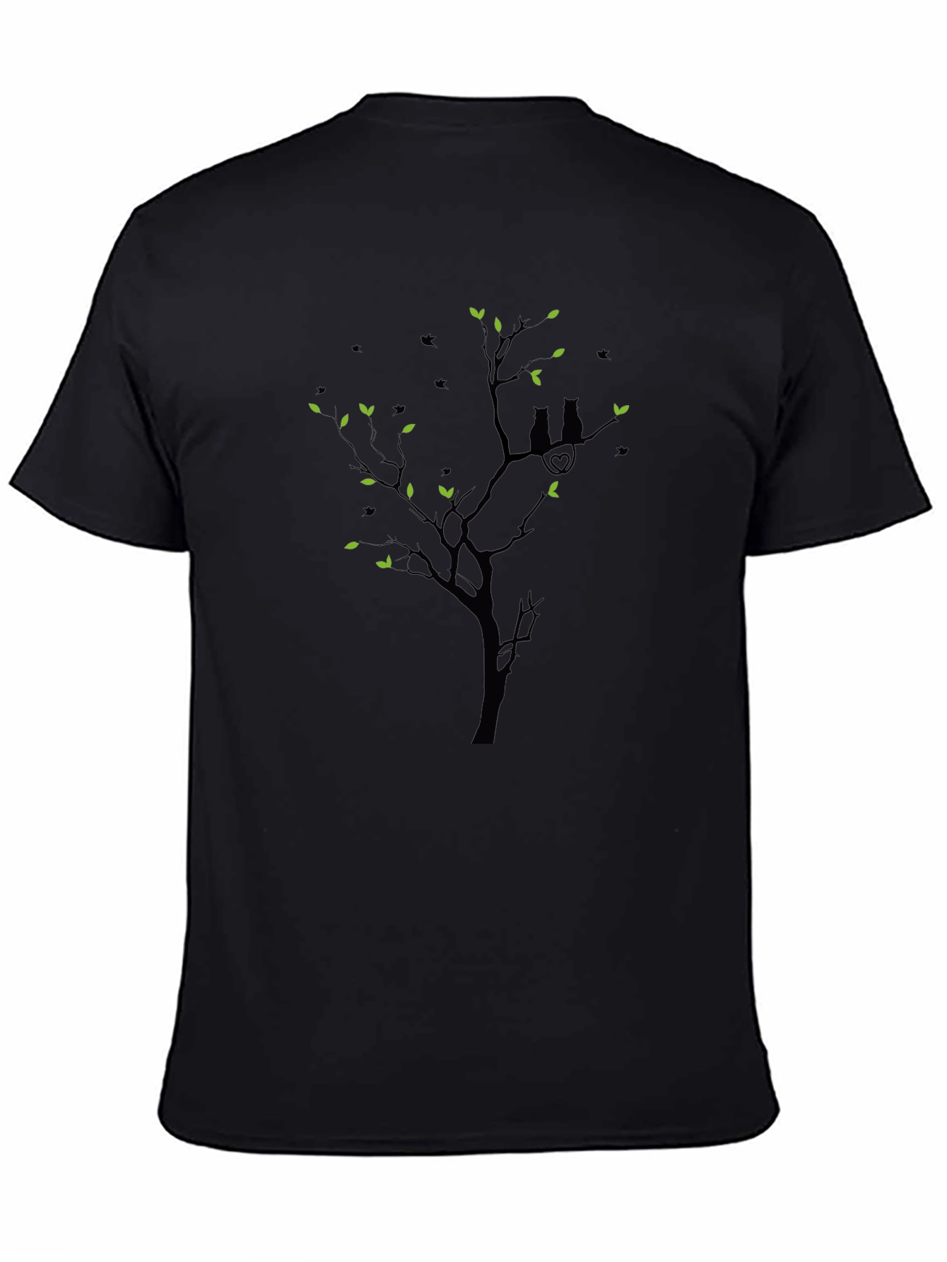 Black T-Shirt with Cat Tree Design