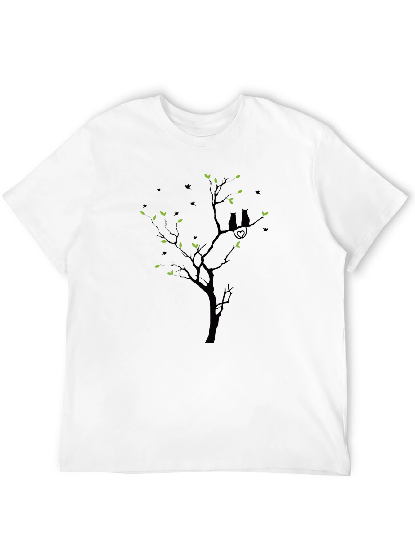 Black T-Shirt with Cat Tree Design