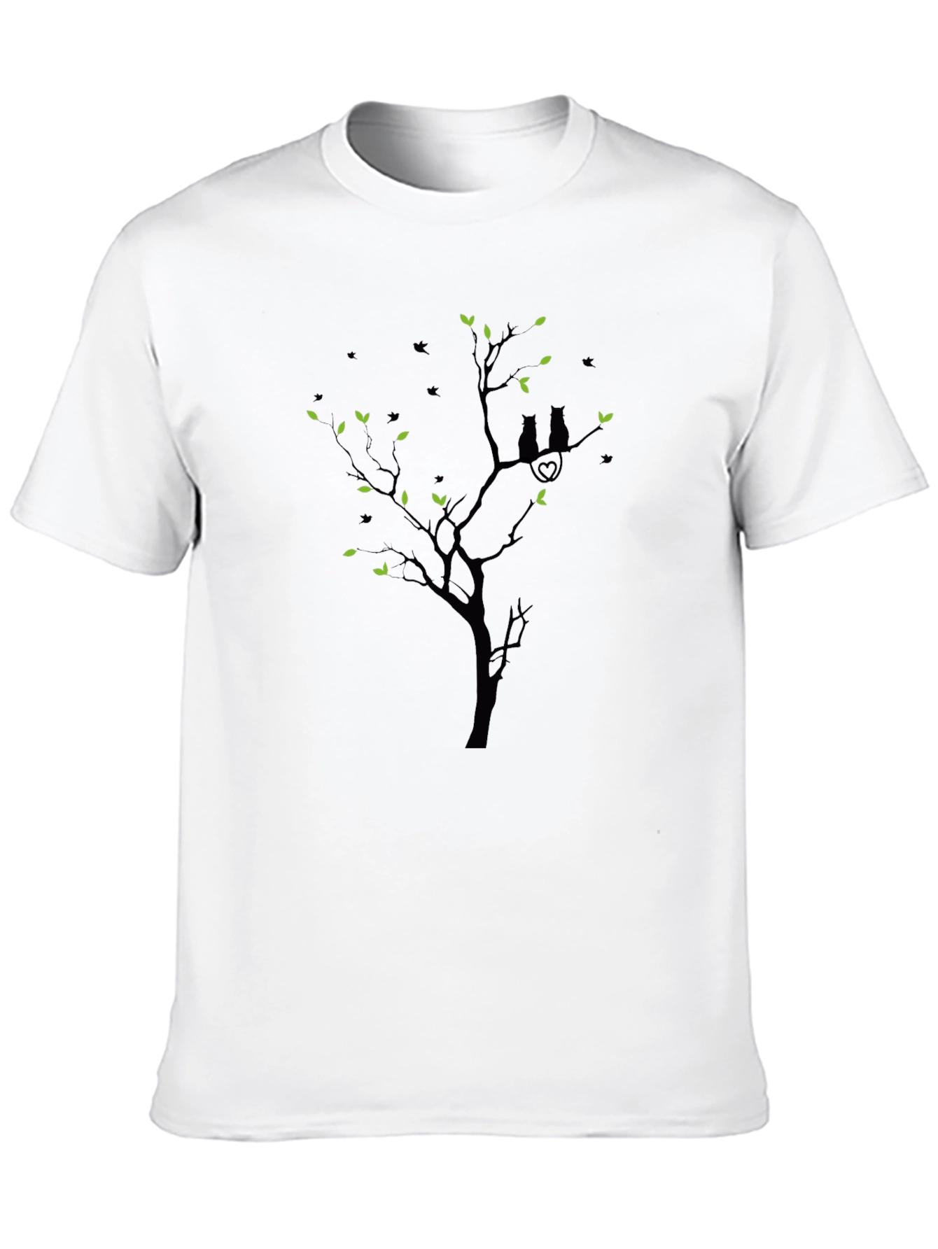 Black T-Shirt with Cat Tree Design