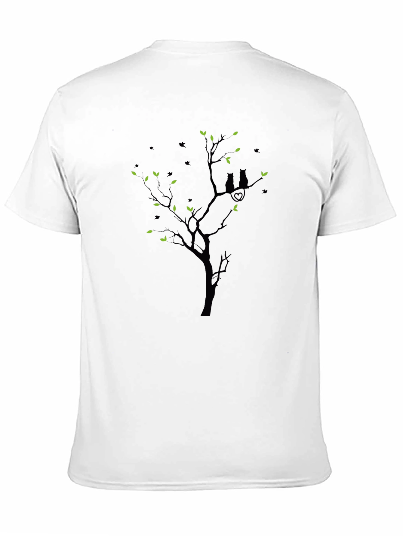 Black T-Shirt with Cat Tree Design