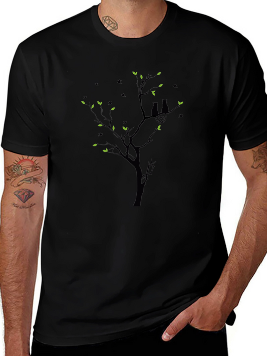 Black T-Shirt with Cat Tree Design