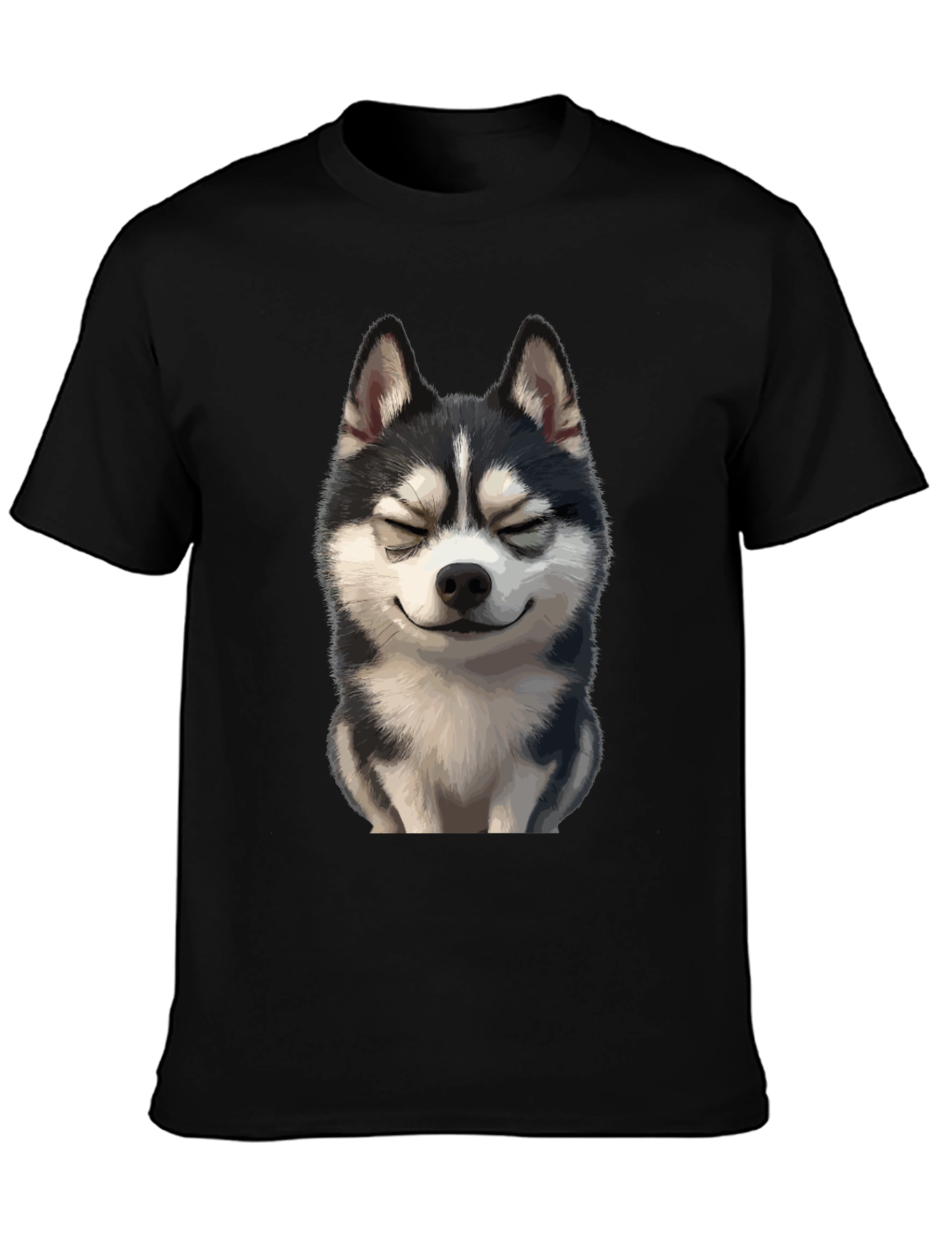 Husky Dog Graphic T-Shirt - Black Cotton Tee