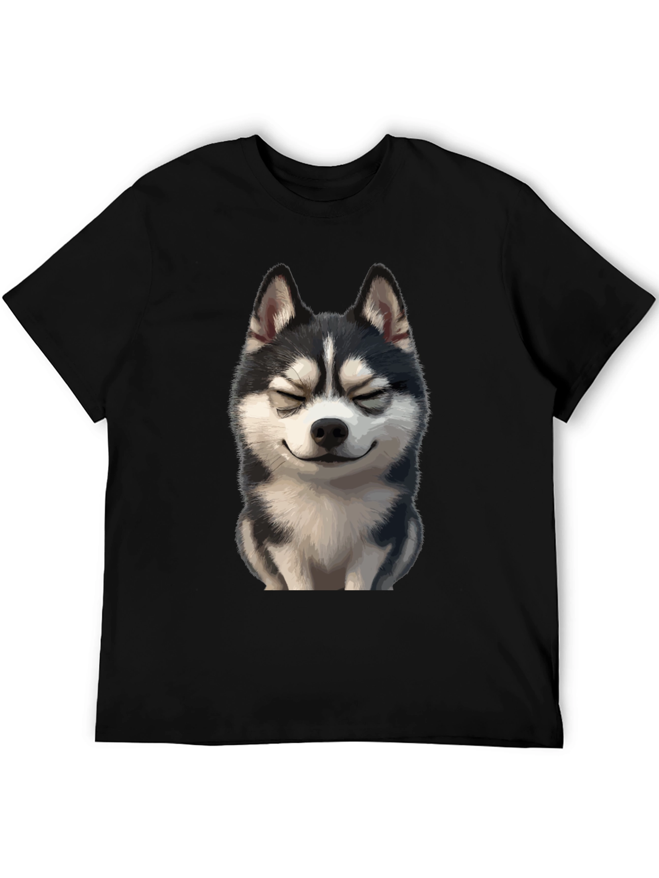 Husky Dog Graphic T-Shirt - Black Cotton Tee