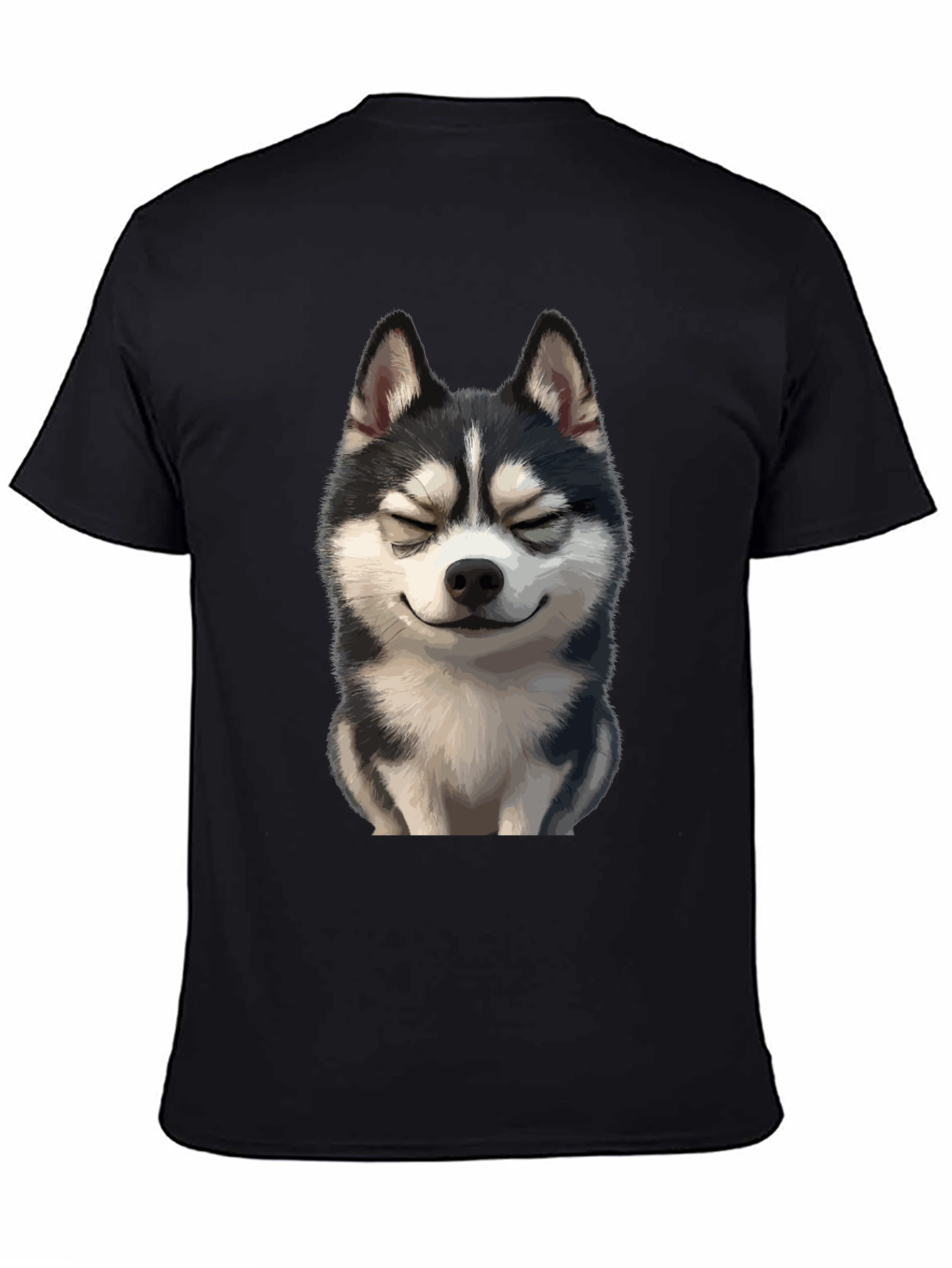 Husky Dog Graphic T-Shirt - Black Cotton Tee
