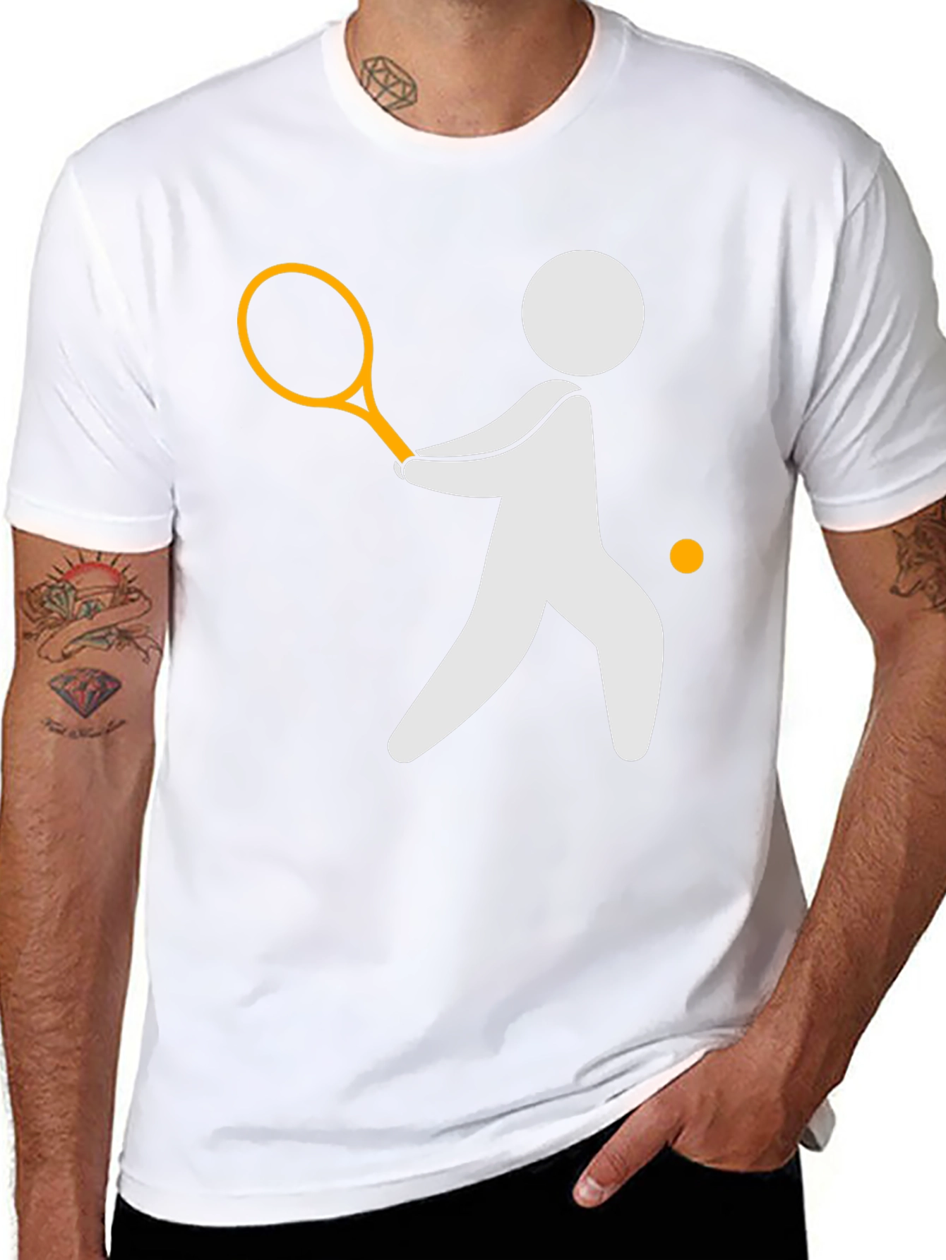 Tennis Player Graphic Tee - Black Casual Shirt
