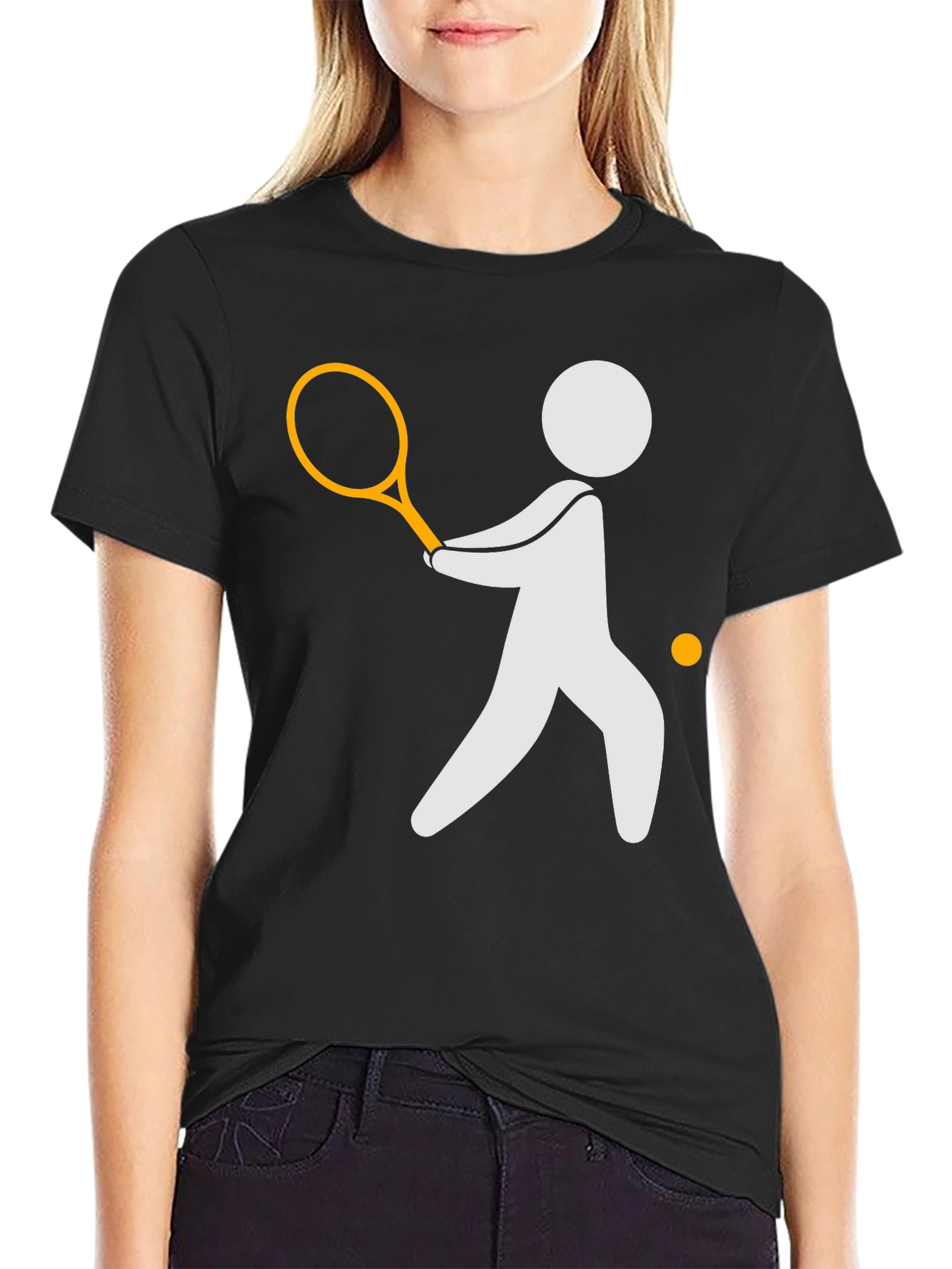 Tennis Player Graphic Tee - Black Casual Shirt