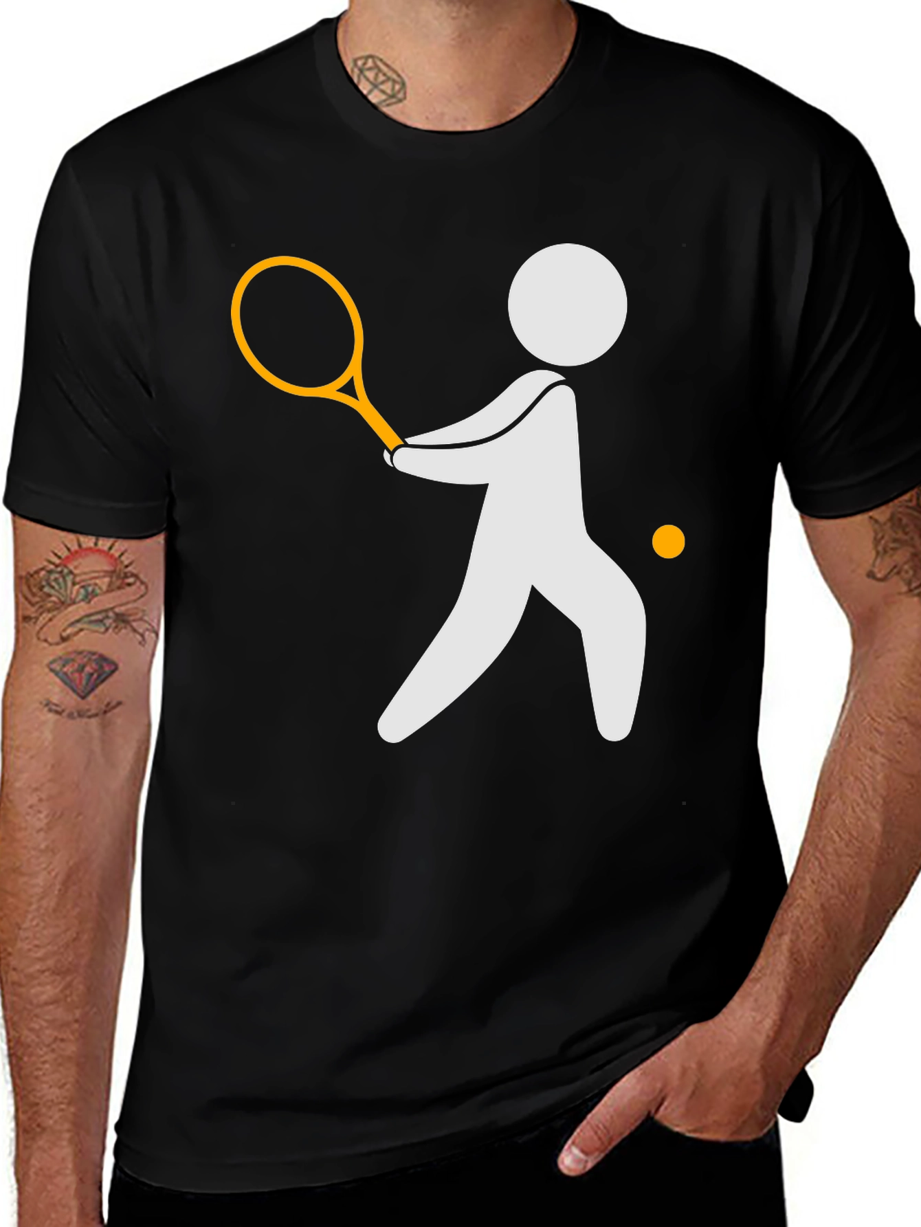 Tennis Player Graphic Tee - Black Casual Shirt