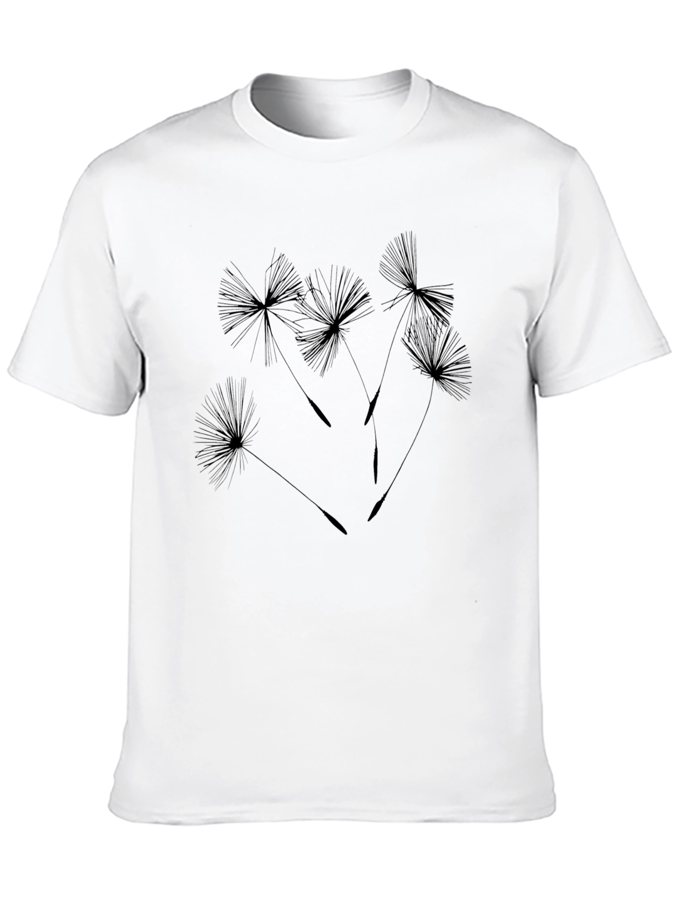 Dandelion Print Black T-Shirt - Nature Inspired Casual Wear