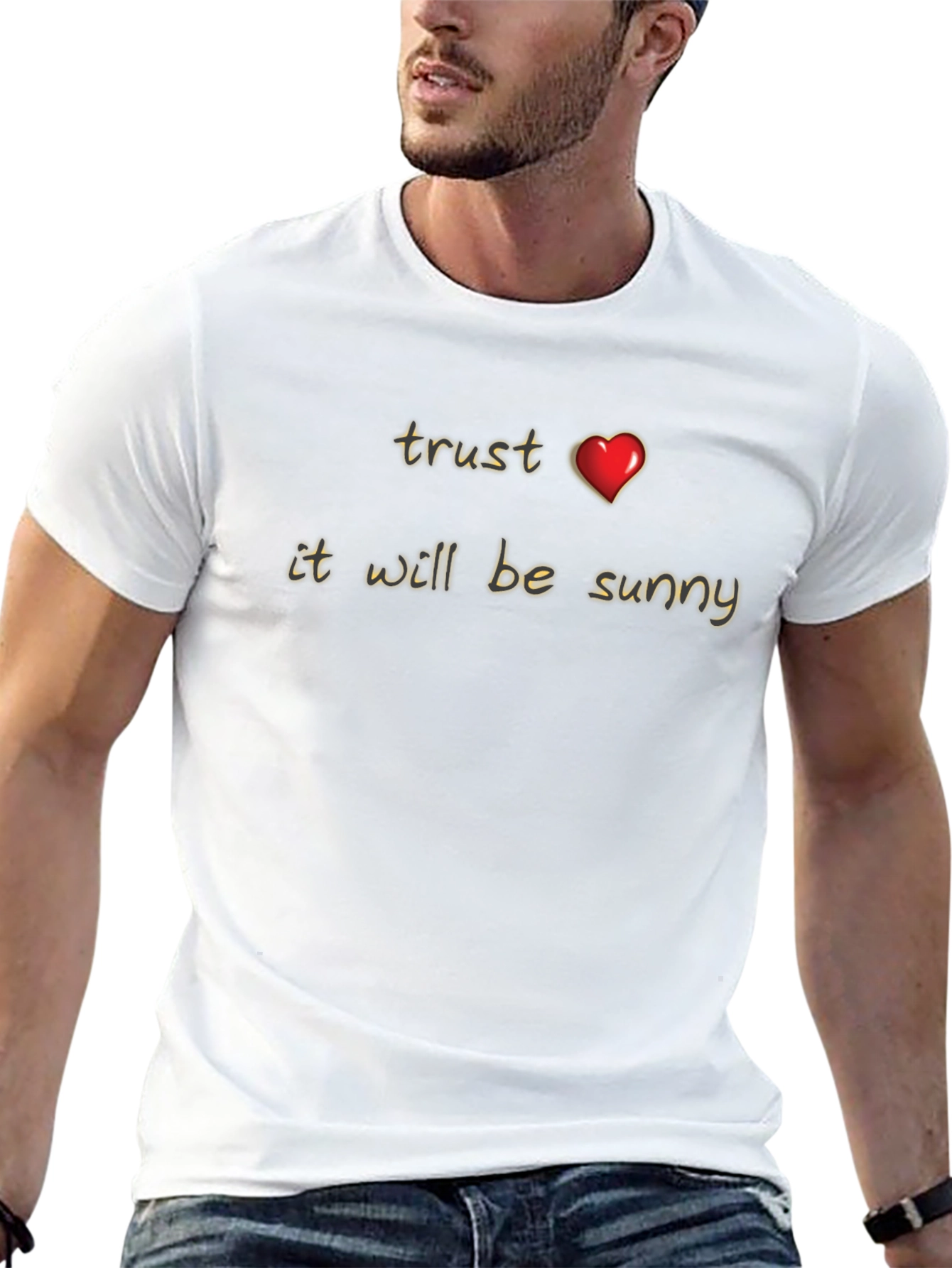 Trust Heart It Will Be Sunny Black Graphic Tee
