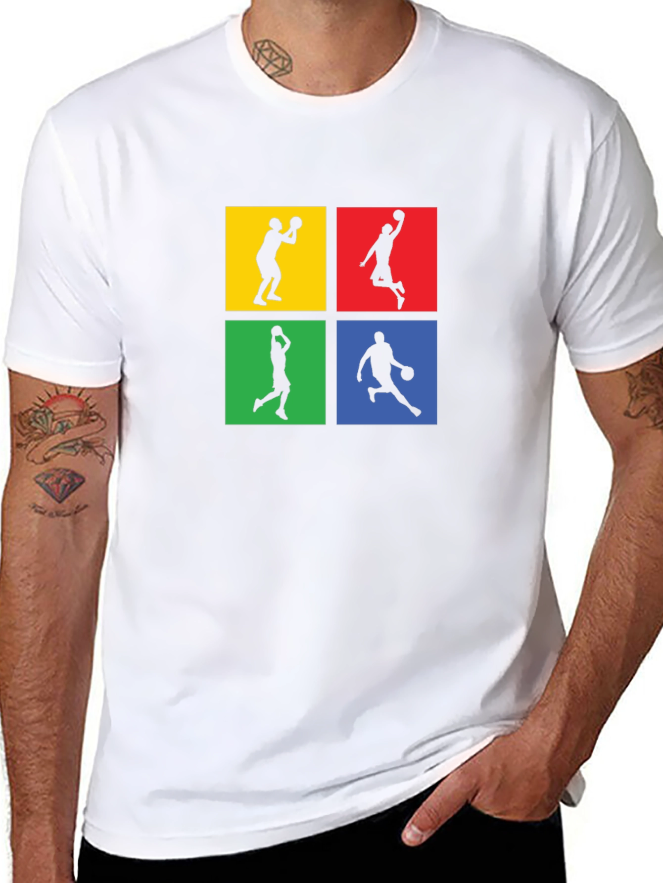 Basketball Silhouette Graphic Tee - Black