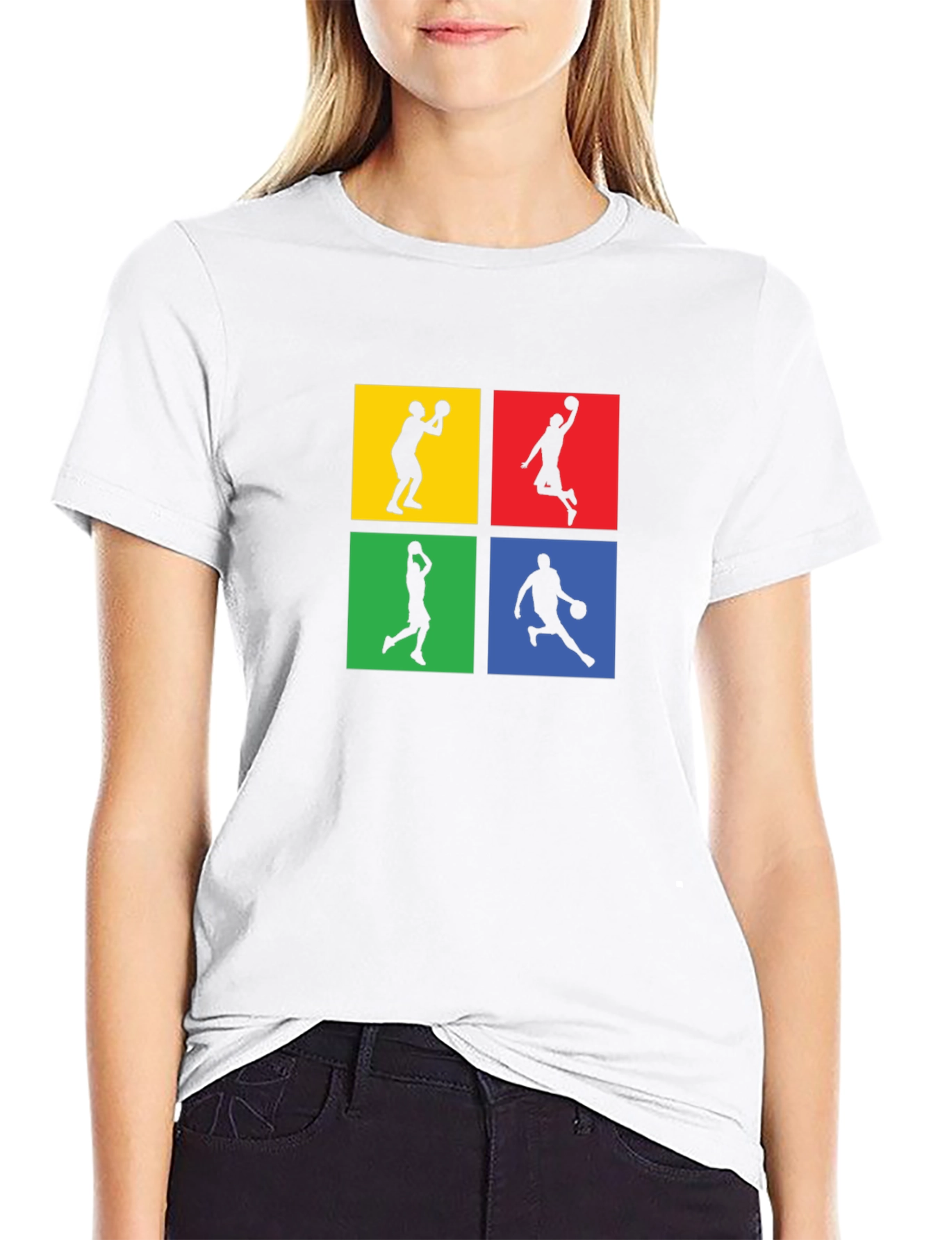 Basketball Silhouette Graphic Tee - Black