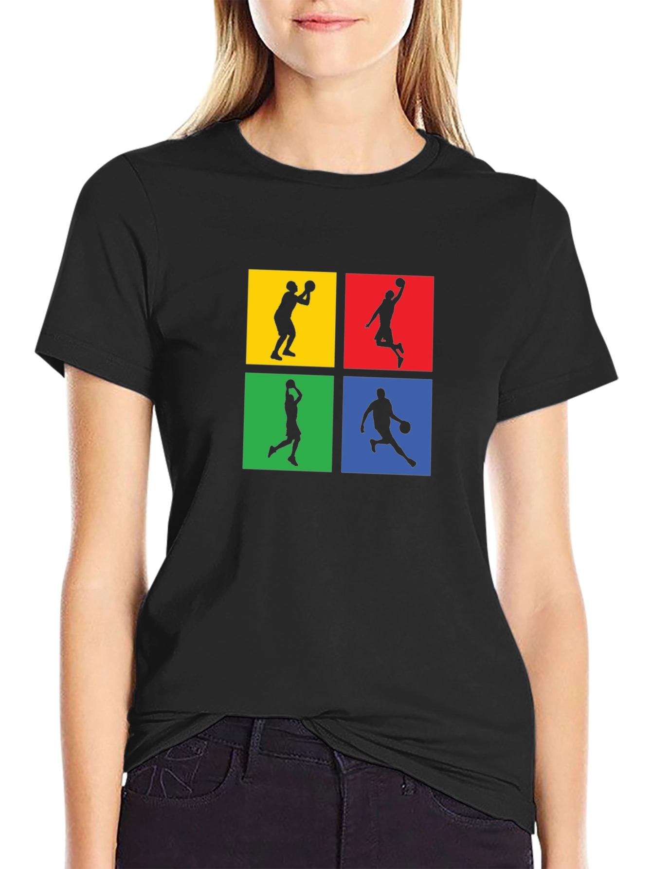 Basketball Silhouette Graphic Tee - Black