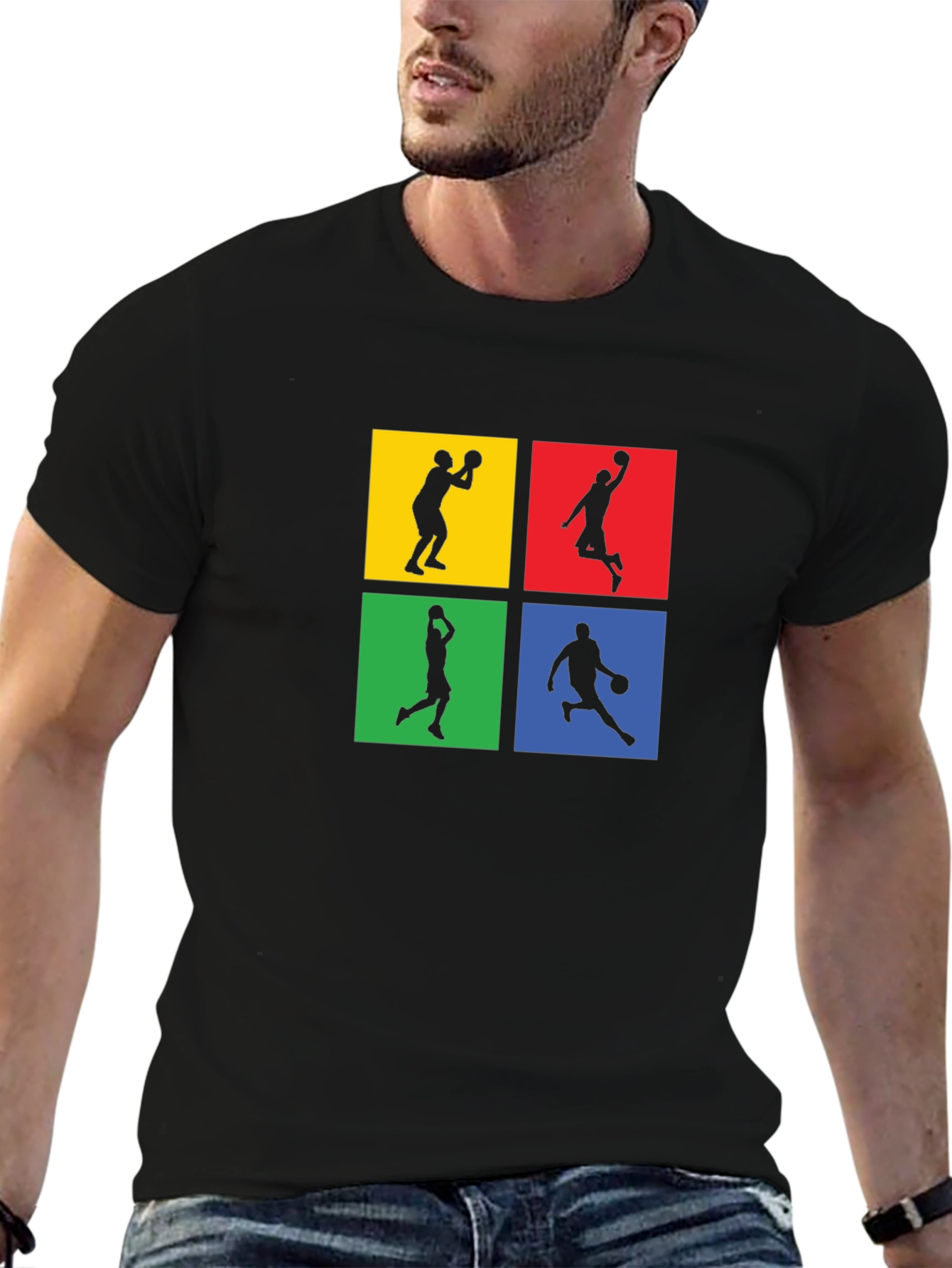Basketball Silhouette Graphic Tee - Black