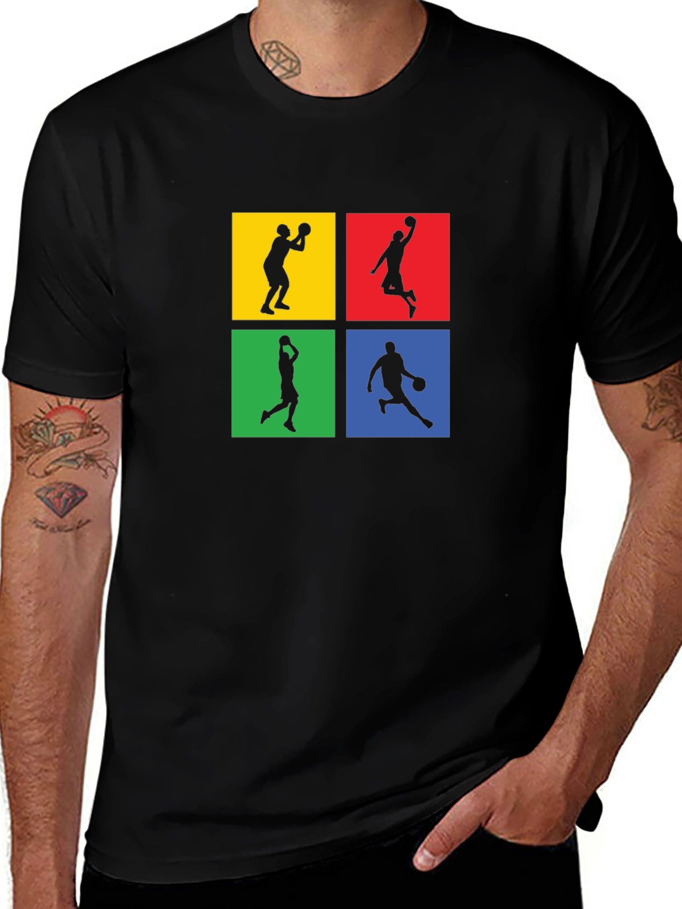 Basketball Silhouette Graphic Tee - Black