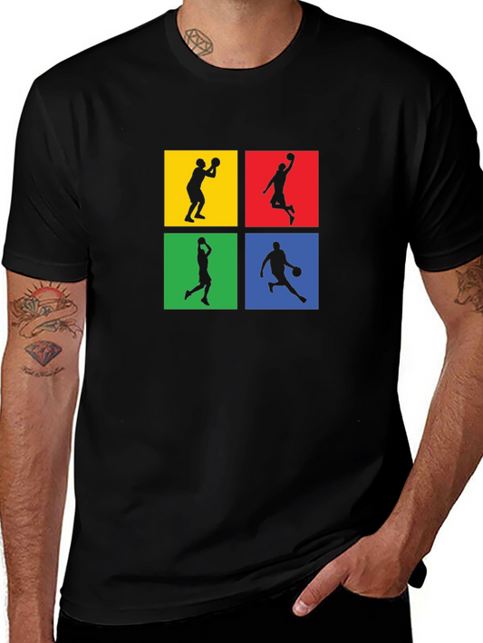 Basketball Silhouette Graphic Tee - Black