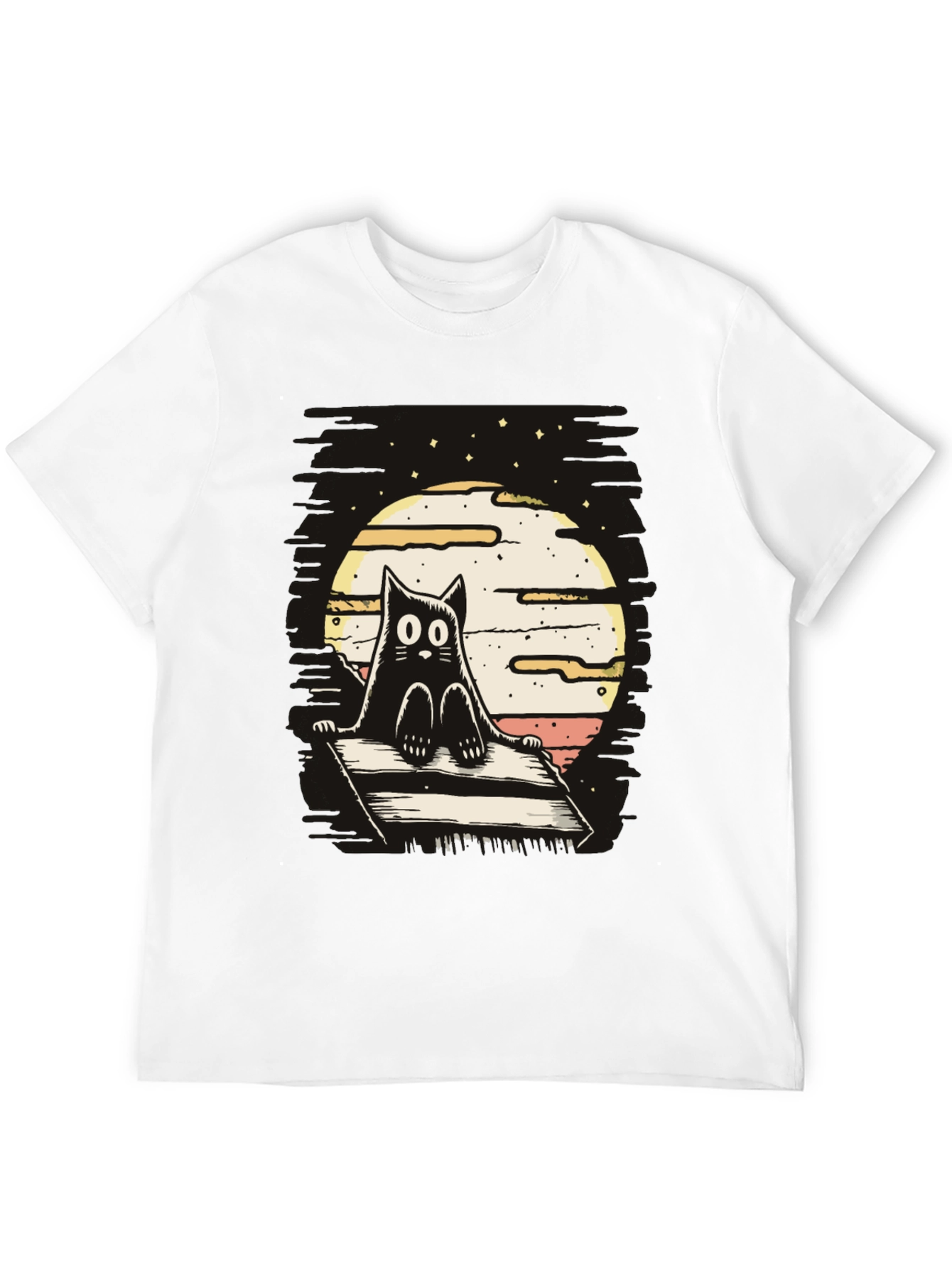 Cat on Deck T-Shirt - Whimsical Design