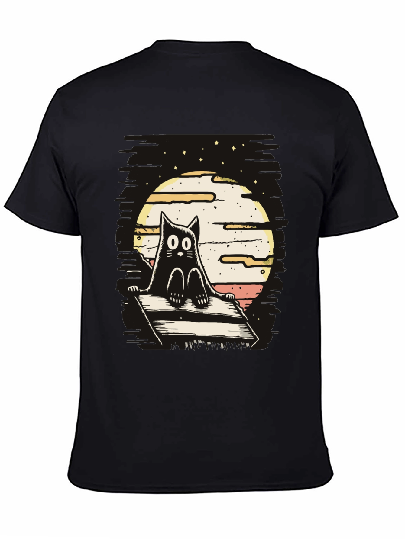 Cat on Deck T-Shirt - Whimsical Design