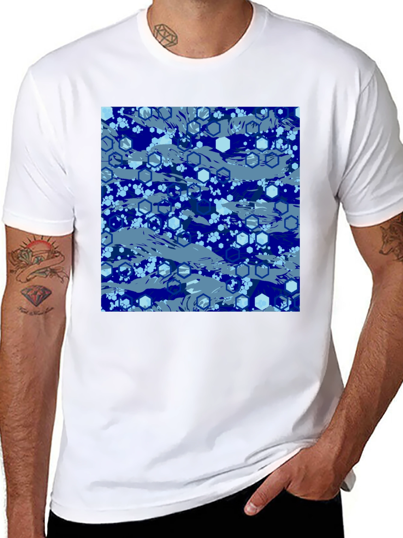 Blue Hexagon Camo T-Shirt
