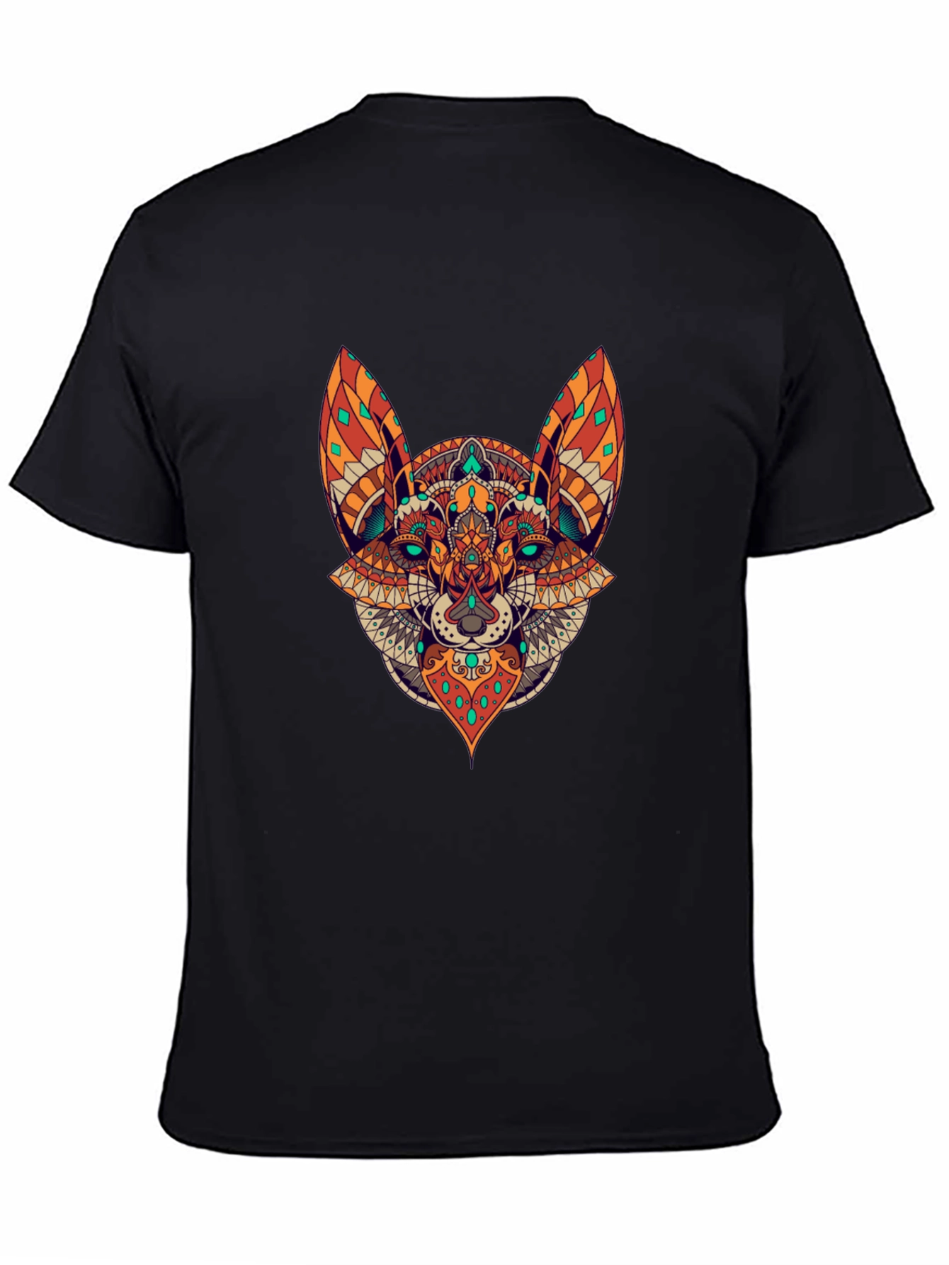 Black T-Shirt with Animal Mandala Design