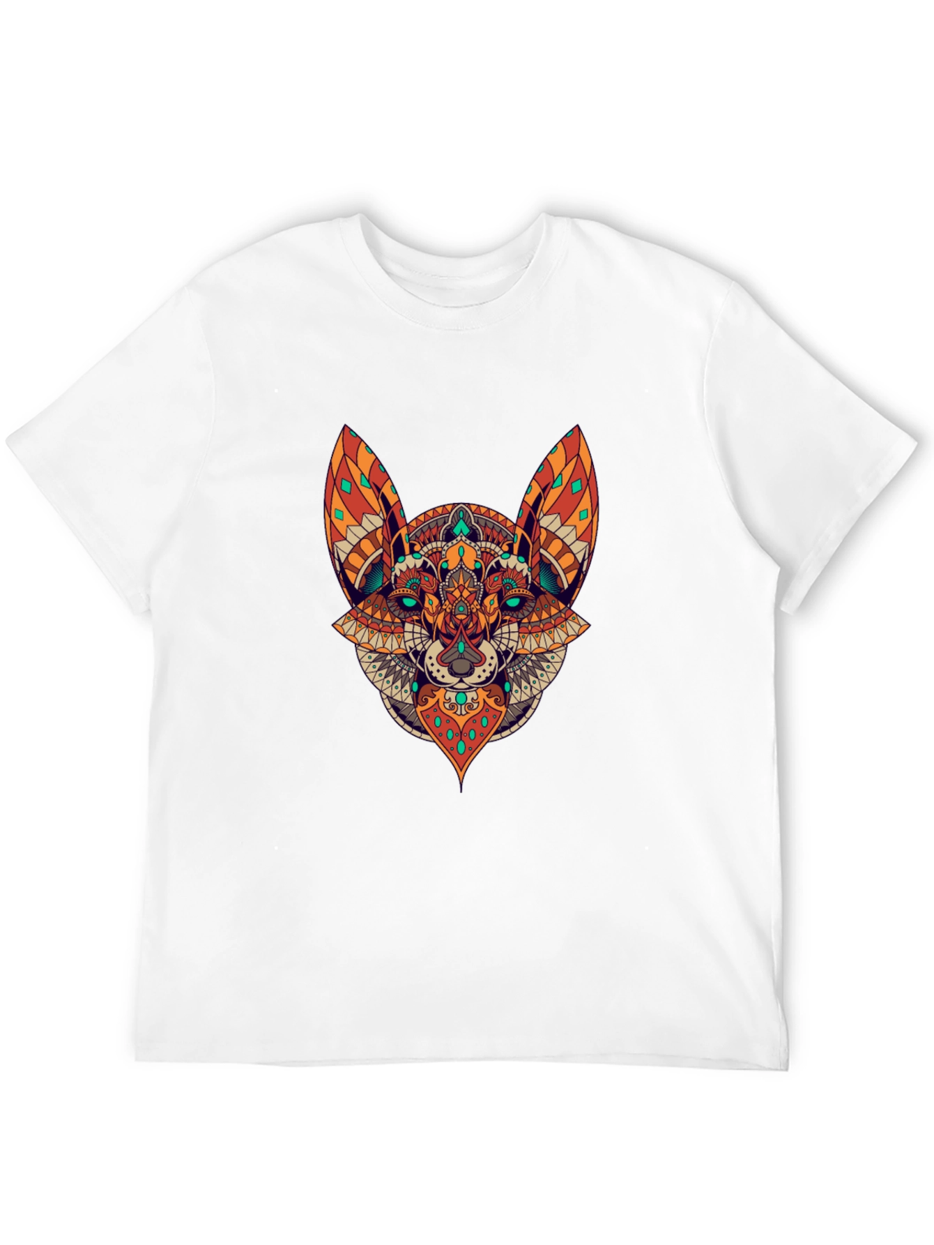 Black T-Shirt with Animal Mandala Design