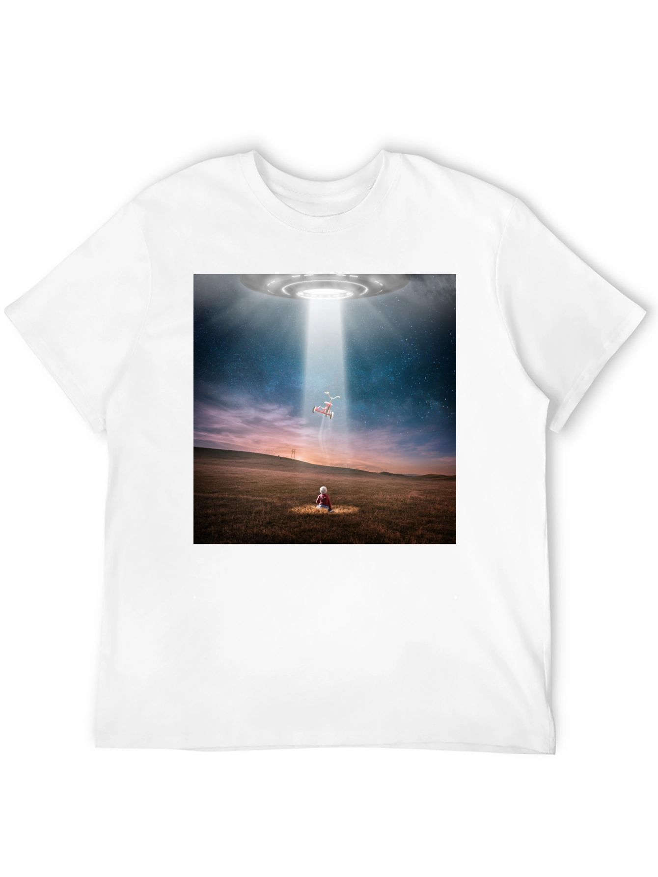UFO Abduction Graphic T-Shirt - Black