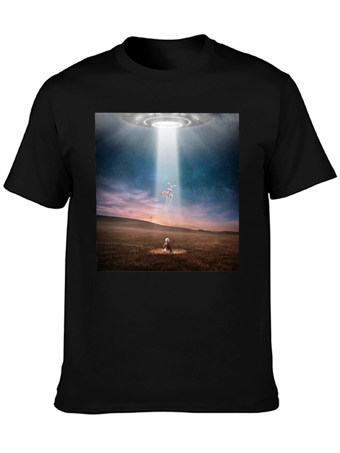UFO Abduction Graphic T-Shirt - Black