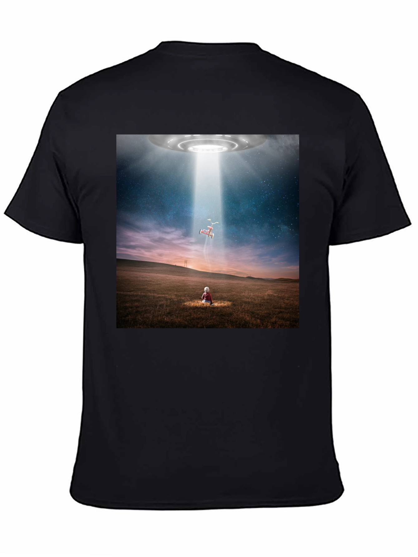 UFO Abduction Graphic T-Shirt - Black