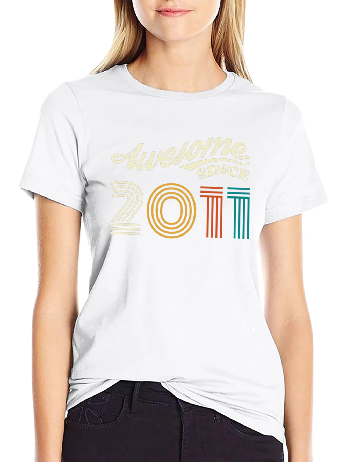 Awesome Since 2011 T-Shirt - Black Cotton Blend
