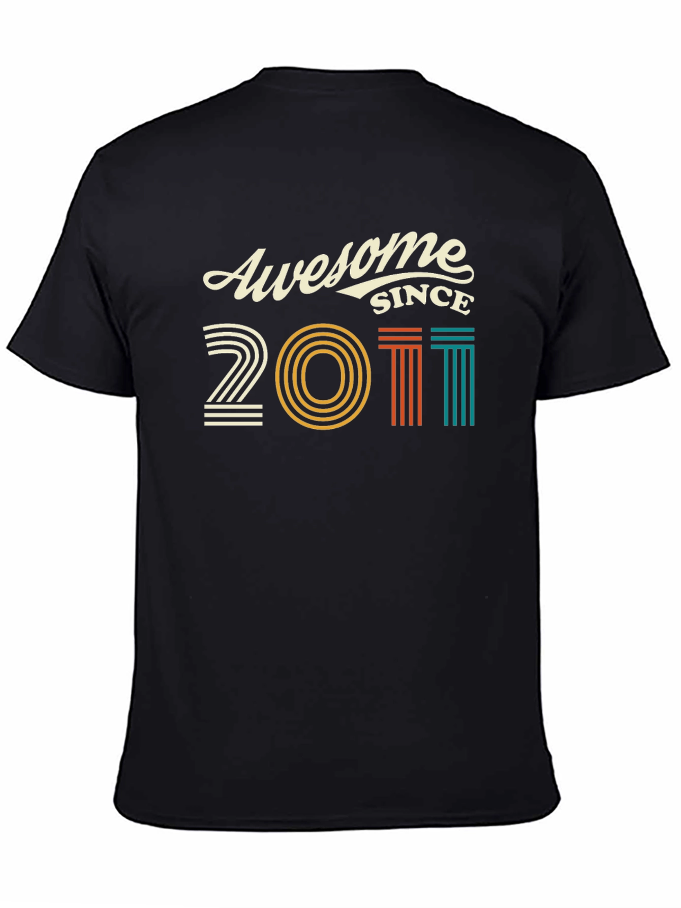 Awesome Since 2011 T-Shirt - Black Cotton Blend