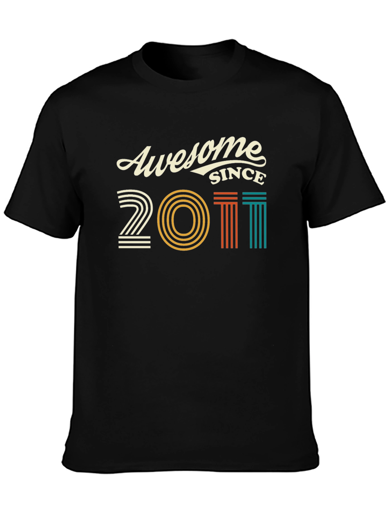Awesome Since 2011 T-Shirt - Black Cotton Blend