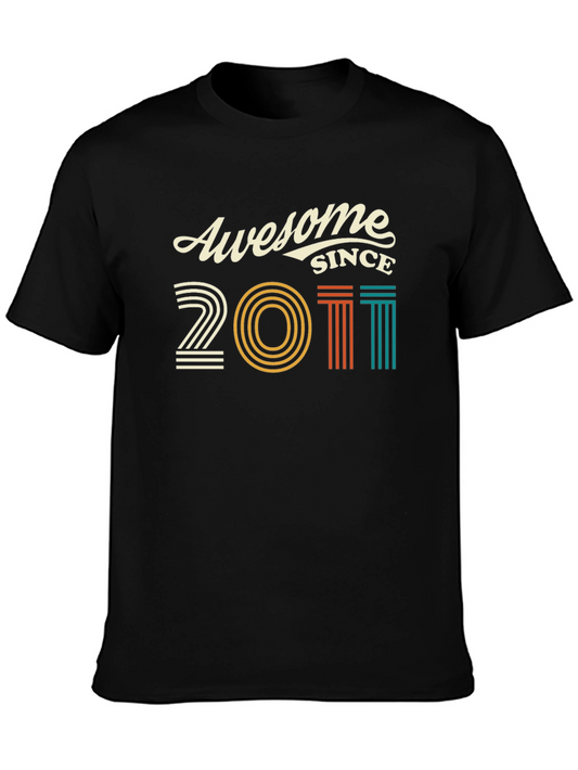 Awesome Since 2011 T-Shirt - Black Cotton Blend
