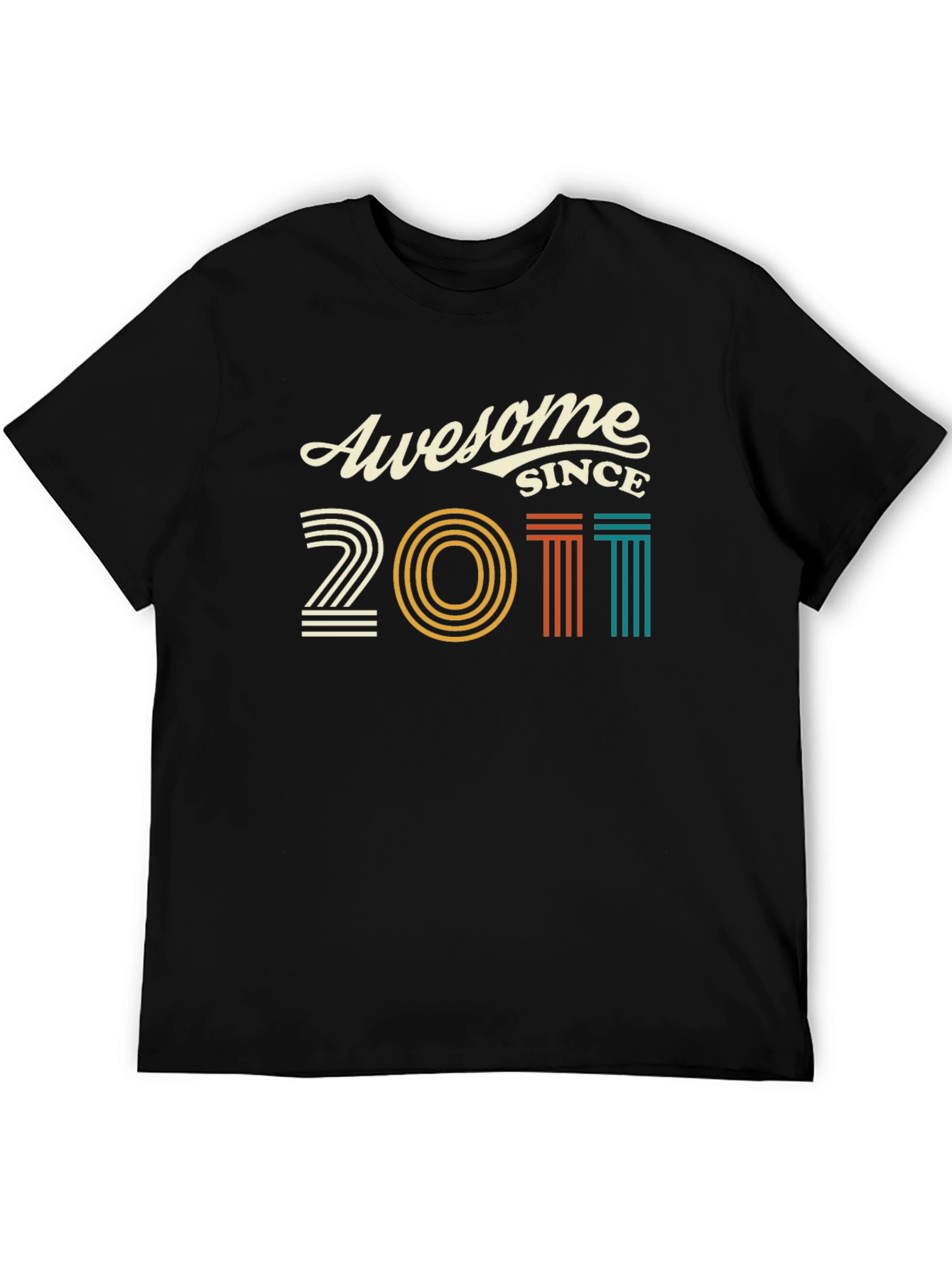 Awesome Since 2011 T-Shirt - Black Cotton Blend