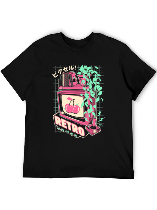 Retro Gamer Black T-Shirt With Arcade Design